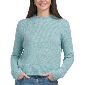 VINCE Green Heather Multicolor Marled Knit Crew Neck Sweater